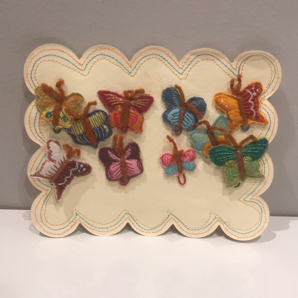 Anthropologie Fabric Butterfly Paper Clips - Set of 10